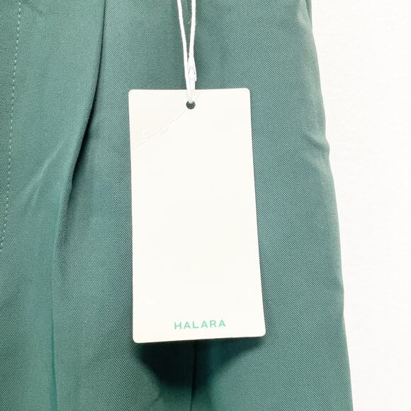 Halara Womens High Waisted Button Green Shirred Straight Leg Work Pants Size M - Picture 3 of 5